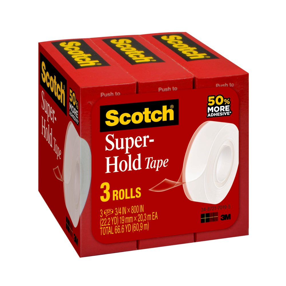 Scotch Super Hold Tape, 3/4 in X 800 in per Roll, 3 Rolls