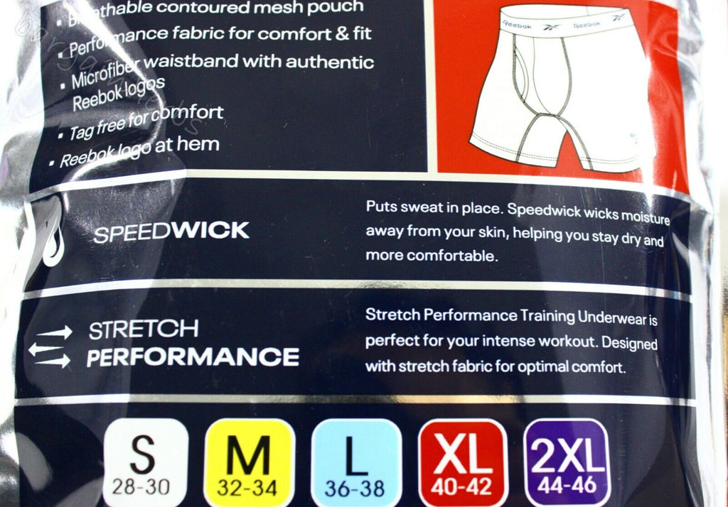 4 Pack Reebok Men'S Stretch Performance Boxer Briefs Free Shipping Size: S-2XL