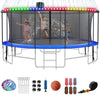 16FT Trampoline for 8-9 Kids Adults with Basketball Hoop, Ladder, Light, Sprinkler, Socks, ASTM Approved Outdoor Heavy Duty Recreational Trampoline