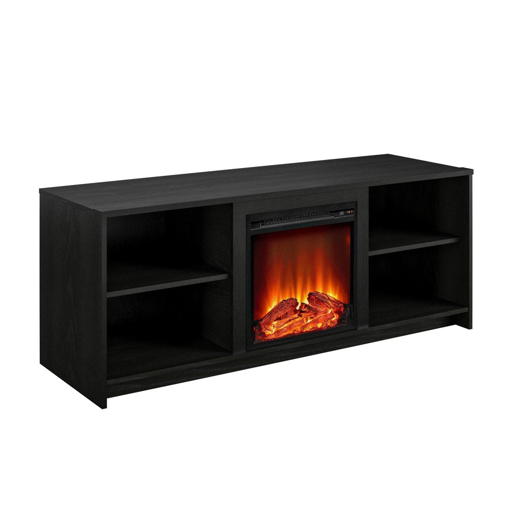 Mainstays Fireplace TV Stand for Tvs up to 65", Black Oak