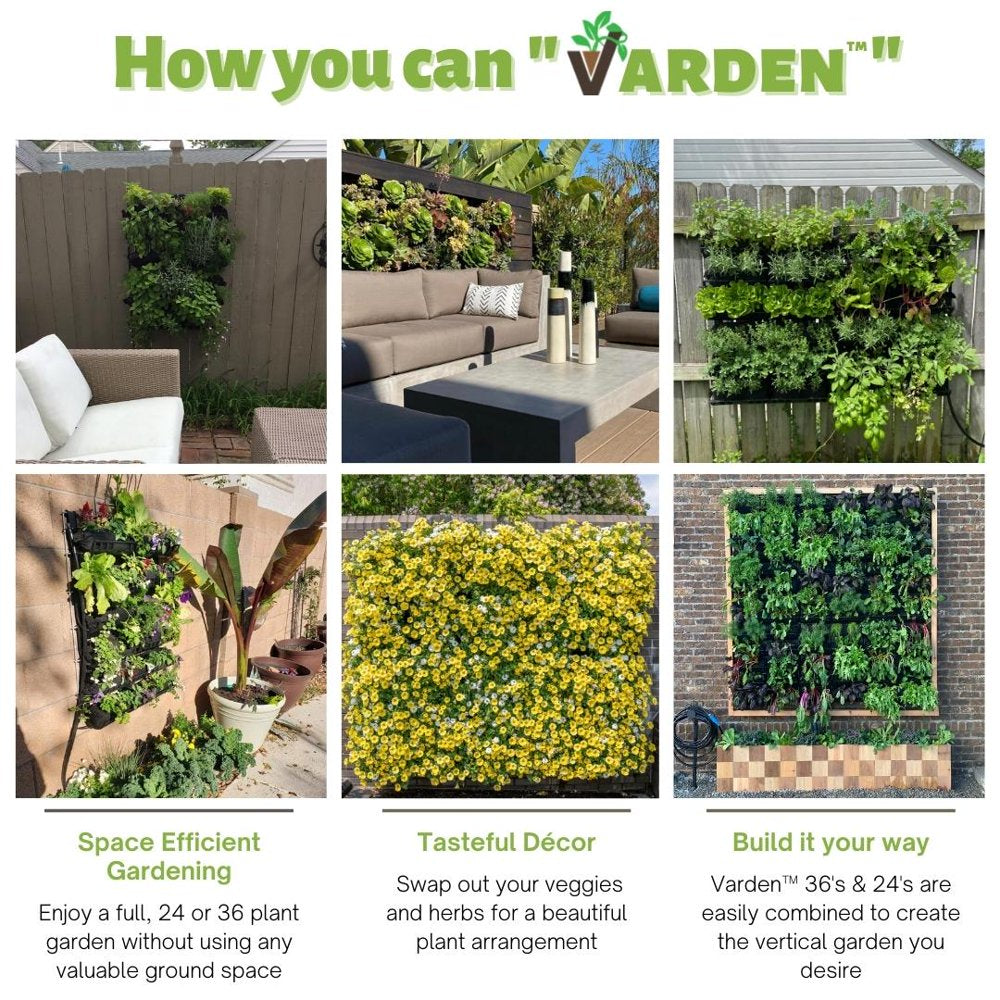 Varden Vertical Garden 24 - Self Watering, 4 Row, 24 Plant, Wall Mountable Garden Planter - 2Ft X 2Ft