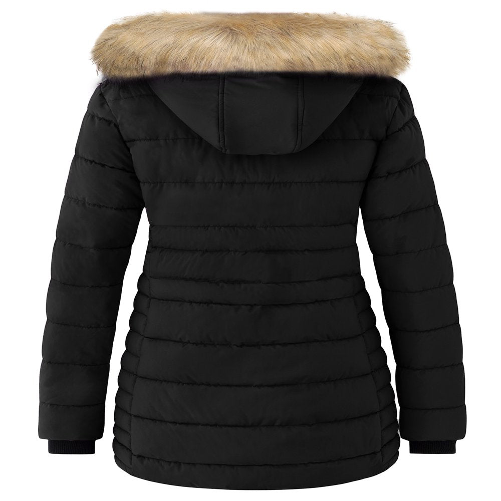 Wantdo Women'S Puffer Jacket Water Resistant Winter Coat Hooded Puffer Coats Black L