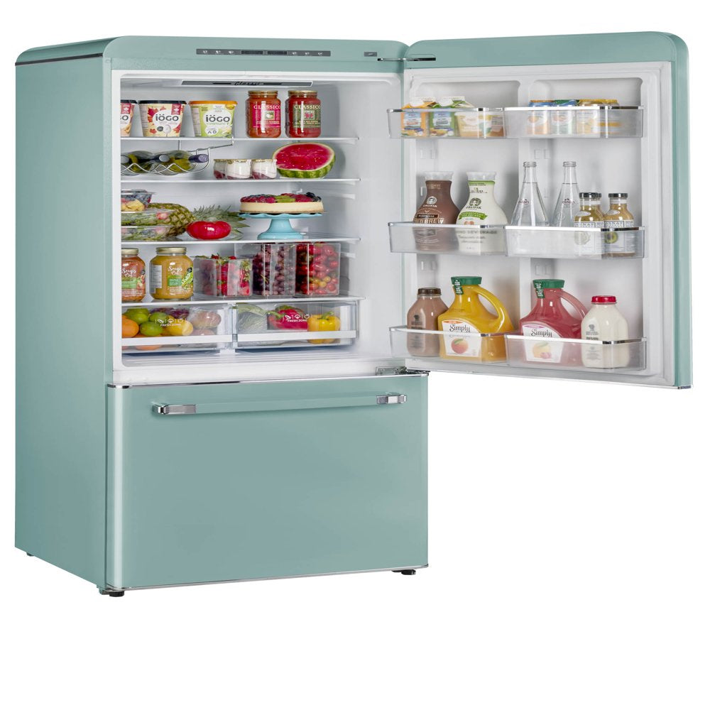 Unique Classic Retro 30" Frost Free 17.7 Cu/Ft Freestanding Bottom Freezer Refrigerator, ENERGY STAR Certified