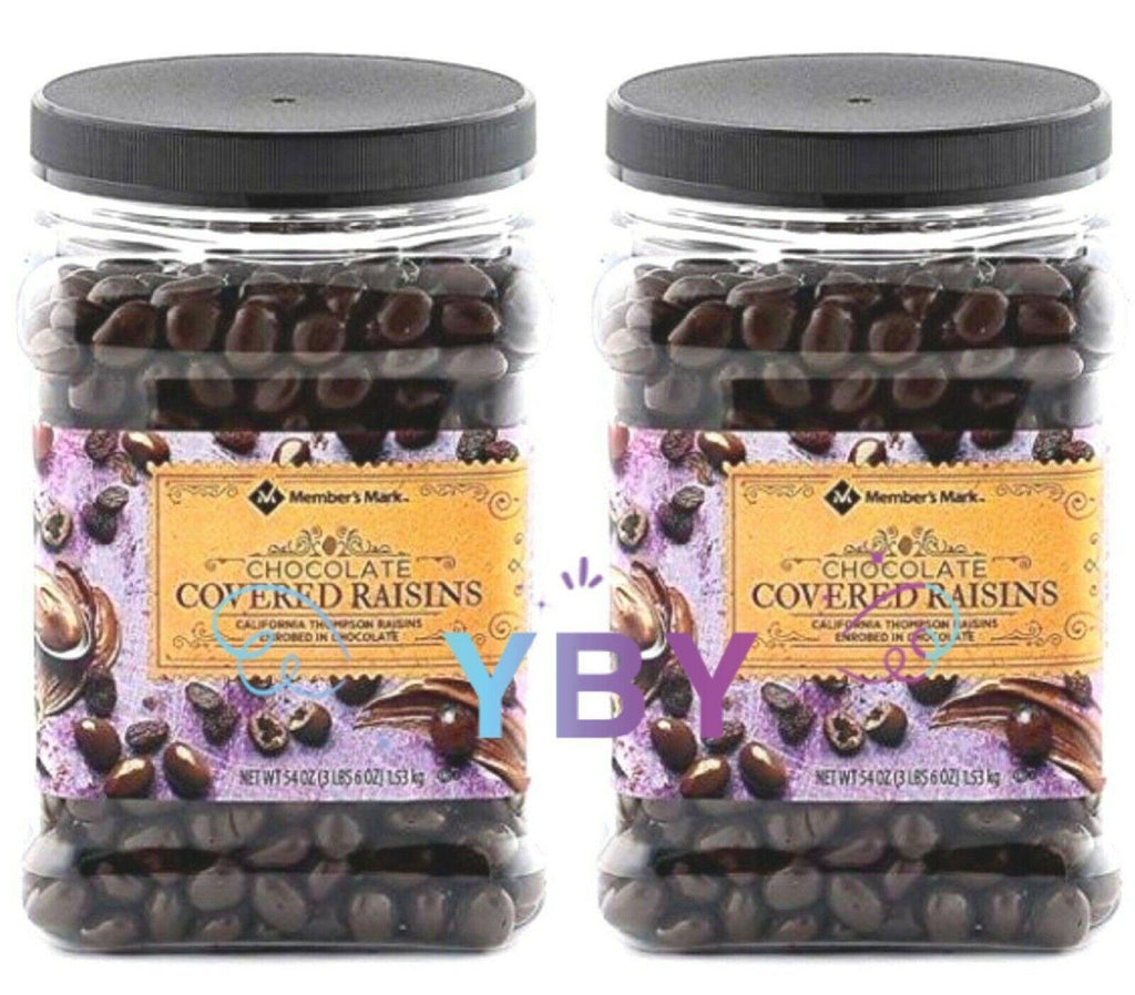 2 Jars Member'S Mark Chocolate Covered California Thompson Raisins 54Oz Each Jar