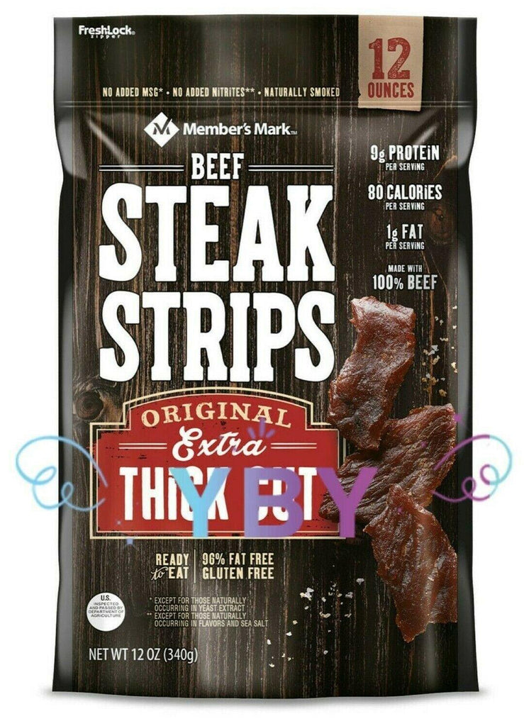 2 Packs Member'S Mark Beef Steak Strip Original Extra Thick Cut 12 OZ Each Pack