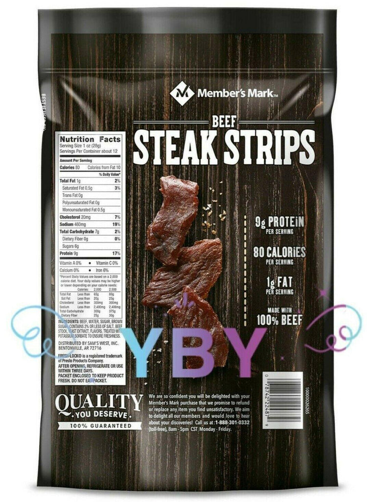 2 Packs Member'S Mark Beef Steak Strip Original Extra Thick Cut 12 OZ Each Pack