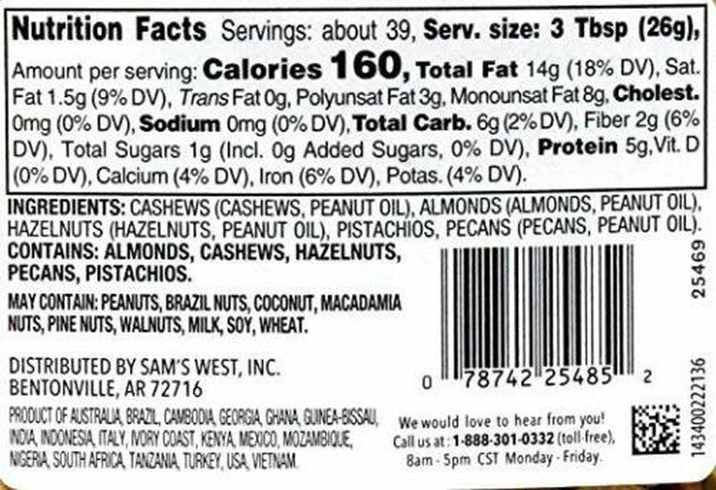 2 Packs Member'S Mark Unsalted Deluxe Mixed Nuts 34 Oz Each Pack