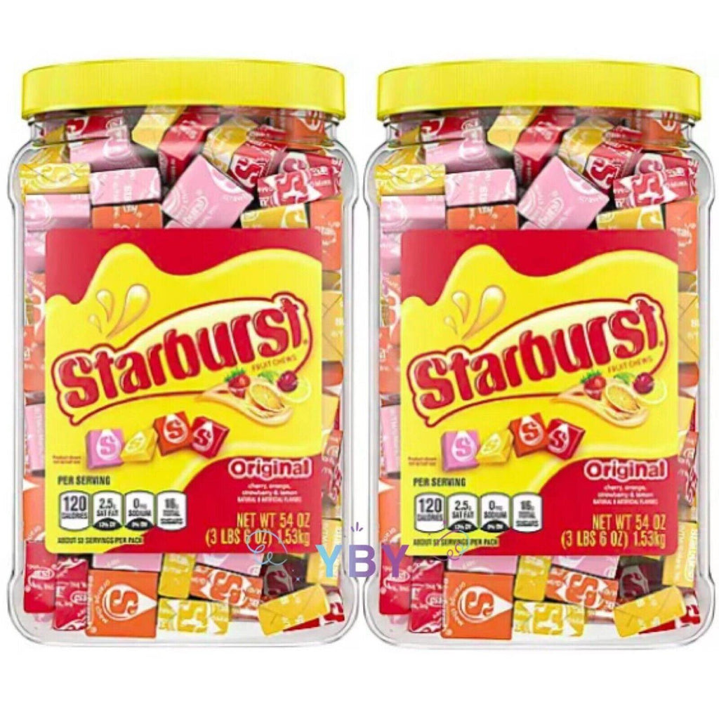 2 Packs Starburst Original Fruity Chewy Candy Bulk Jar 54 Oz Each, Total 108 Oz