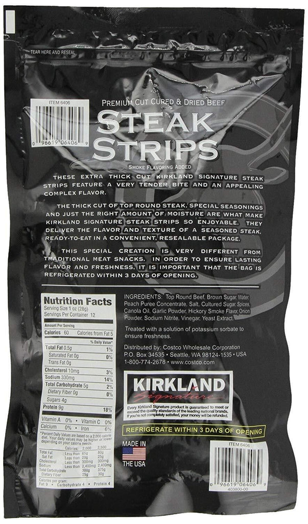 Kirkland Premium Cut Steak Strips Dried Beef Jerky Extra Thick 2 Pack