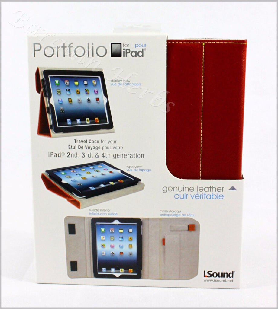 Isound New Genuine Leather Ipad And/Or Ipad Keyboard Portfolio Free Shipping Red