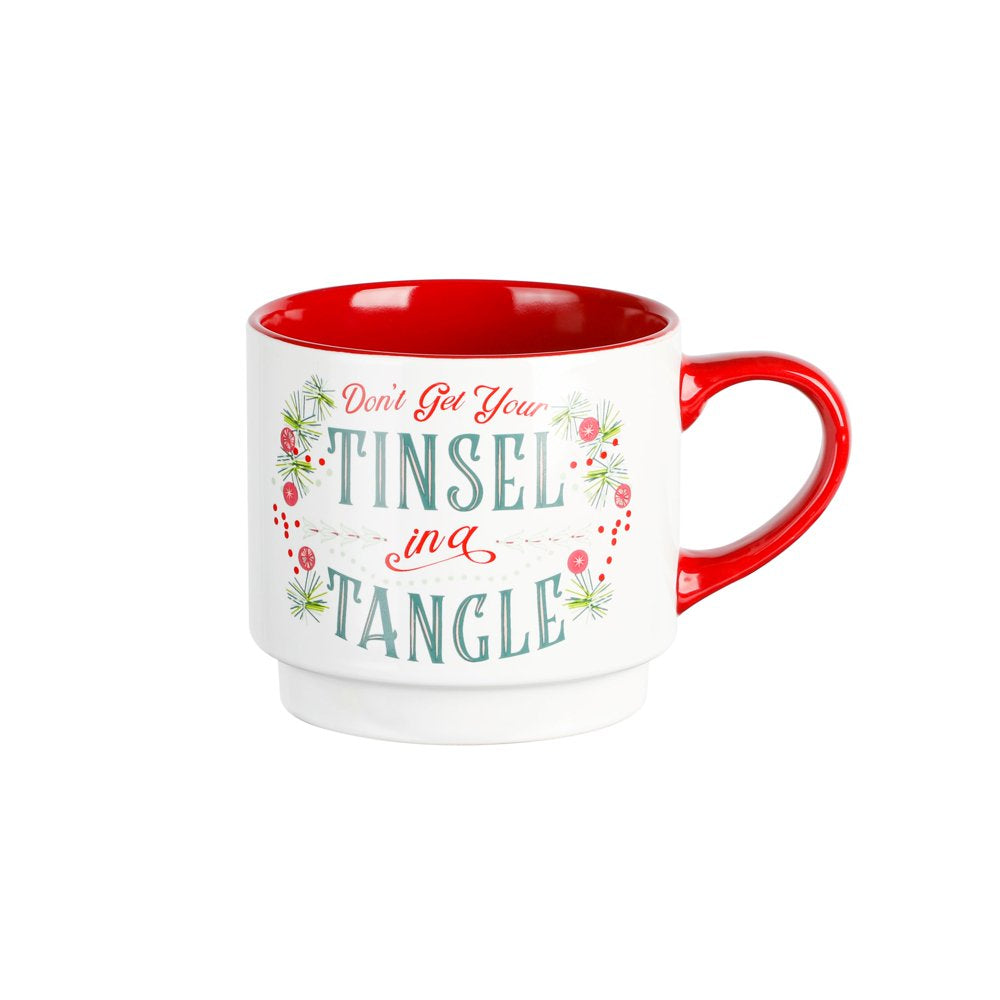 Wanda June Home Santa'S Fuel 15-Ounce Stoneware Mug 5-Piece Set with Metal Rack by Miranda Lambert