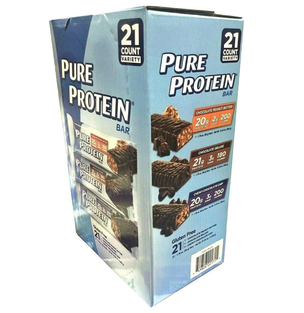 Pure Protein Bars Variety Pack 23 Bars Gluten Free Chocolate Peanut Butter Chip