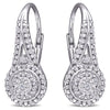 Superjeweler Nearly 1/2 Carat Diamond Double Halo Leverback Hoop Earrings, 3/4 Inch for Women