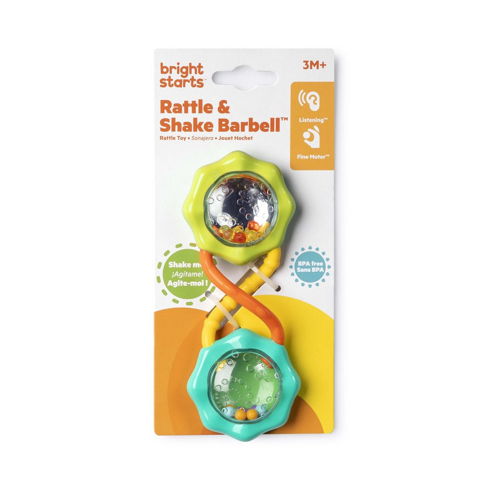 Bright Starts Rattle & Shake Bpa-Free Baby Barbell Toy, Green, Ages Newborn+