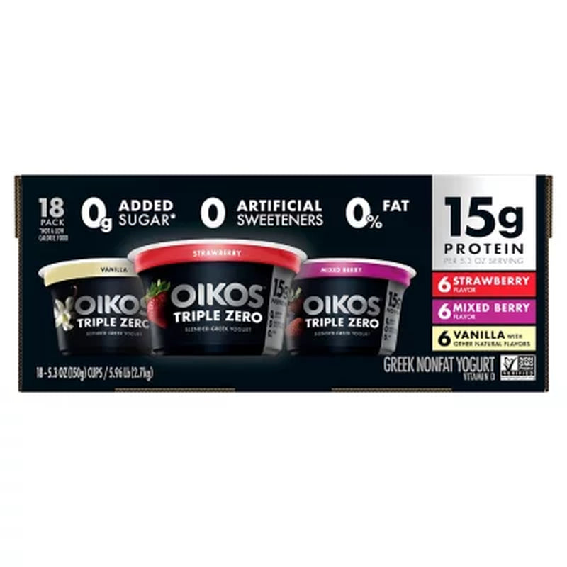 Oikos Triple Zero Blended Greek Yogurt (5.3 Oz., 18 Pk.)