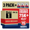 Mobil 1 High Mileage Full Synthetic Motor Oil 0W-20, 5 Qt (3 Pack)