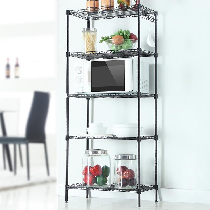 Ktaxon 5 Tier Layer 59"X21"X11.5" Storage Rack, Wire Shelving Adjustable Steel Storage Rack Organizer Kitchen, Black