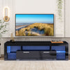 Uhomepro TV Stand for Tvs up to 80", Living Room Entertainment Center with RGB LED Lights, APP and Remote Control, Black High Gloss TV Cabinet Console Table