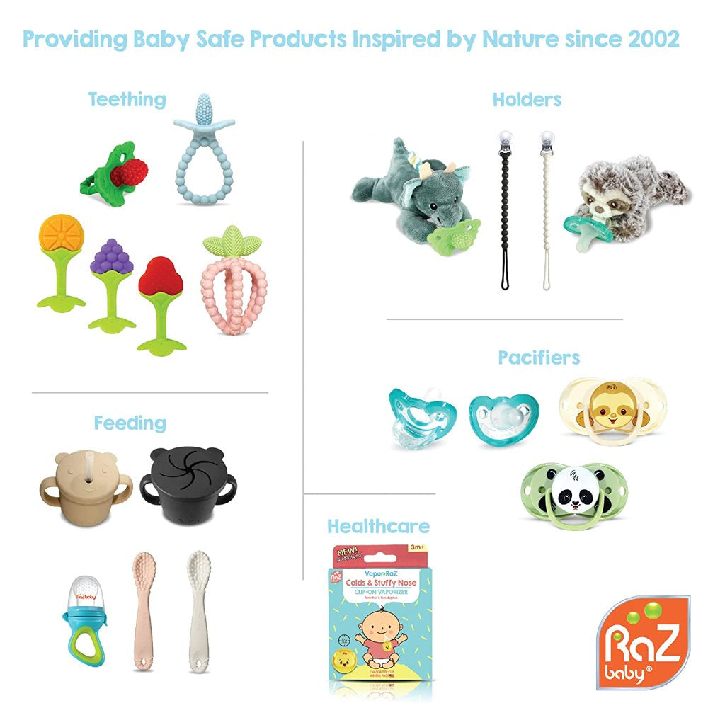 Razbaby Raz-Berry Silicone Teether/Multi-Texture Design/Hands Free Design/Red