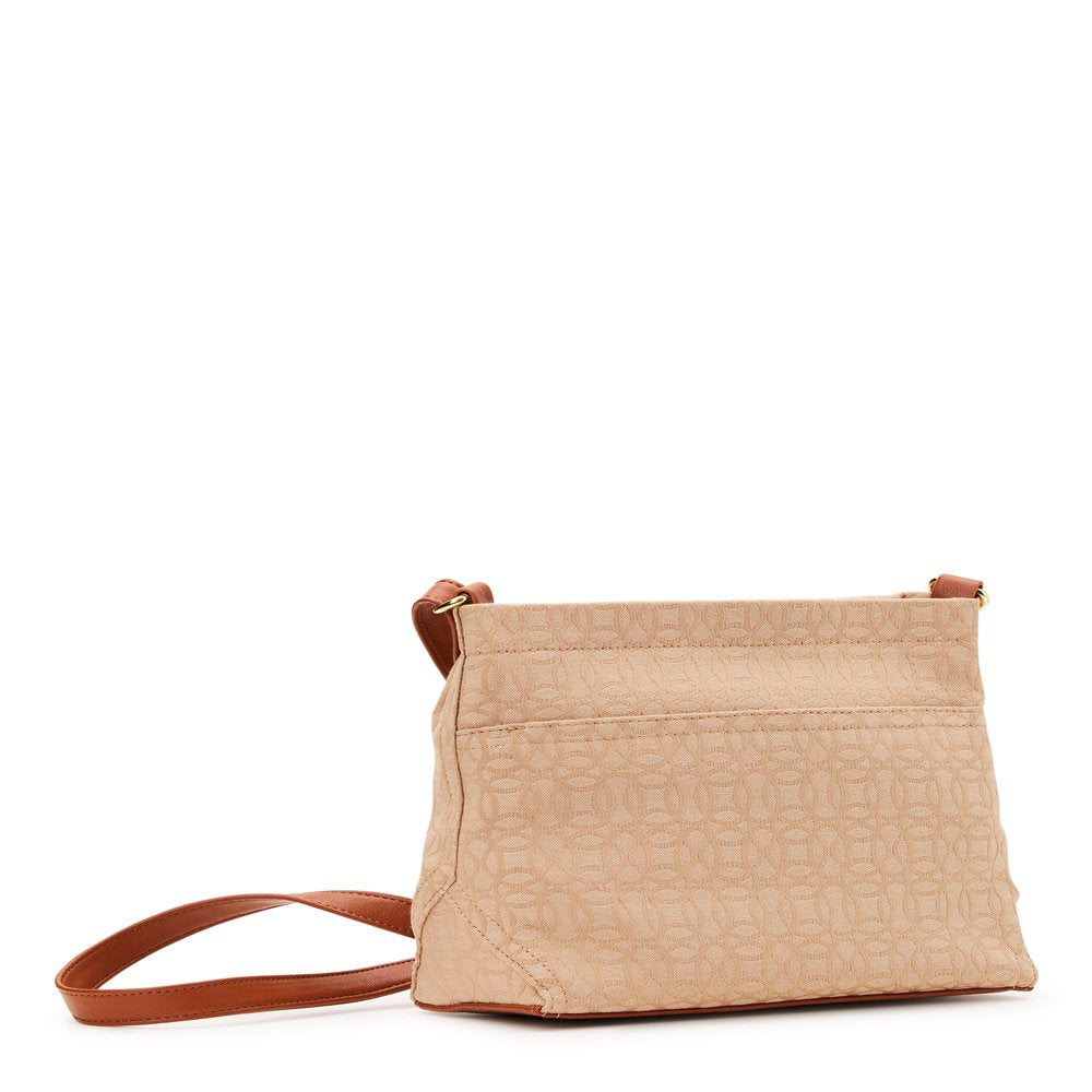 Time and Tru Women'S Charlie Crossbody Handbag, Beige Jacquard