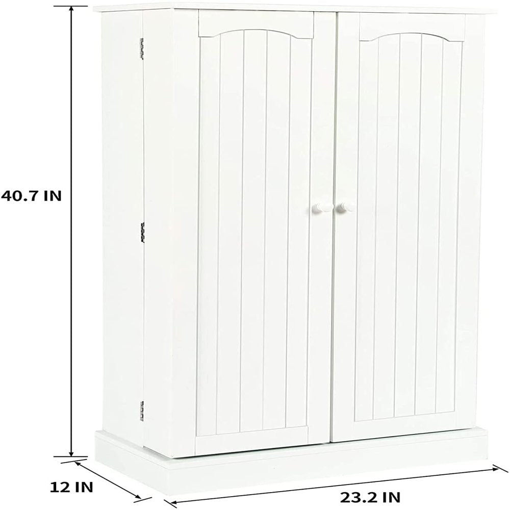 HOMEFORT 41 Kitchen Pantry, Farmhouse Pantry Cabinet, Storage Cabinet with  Doors and Adjustable Shelves 41 H x 23.2 W x 12 D (White)