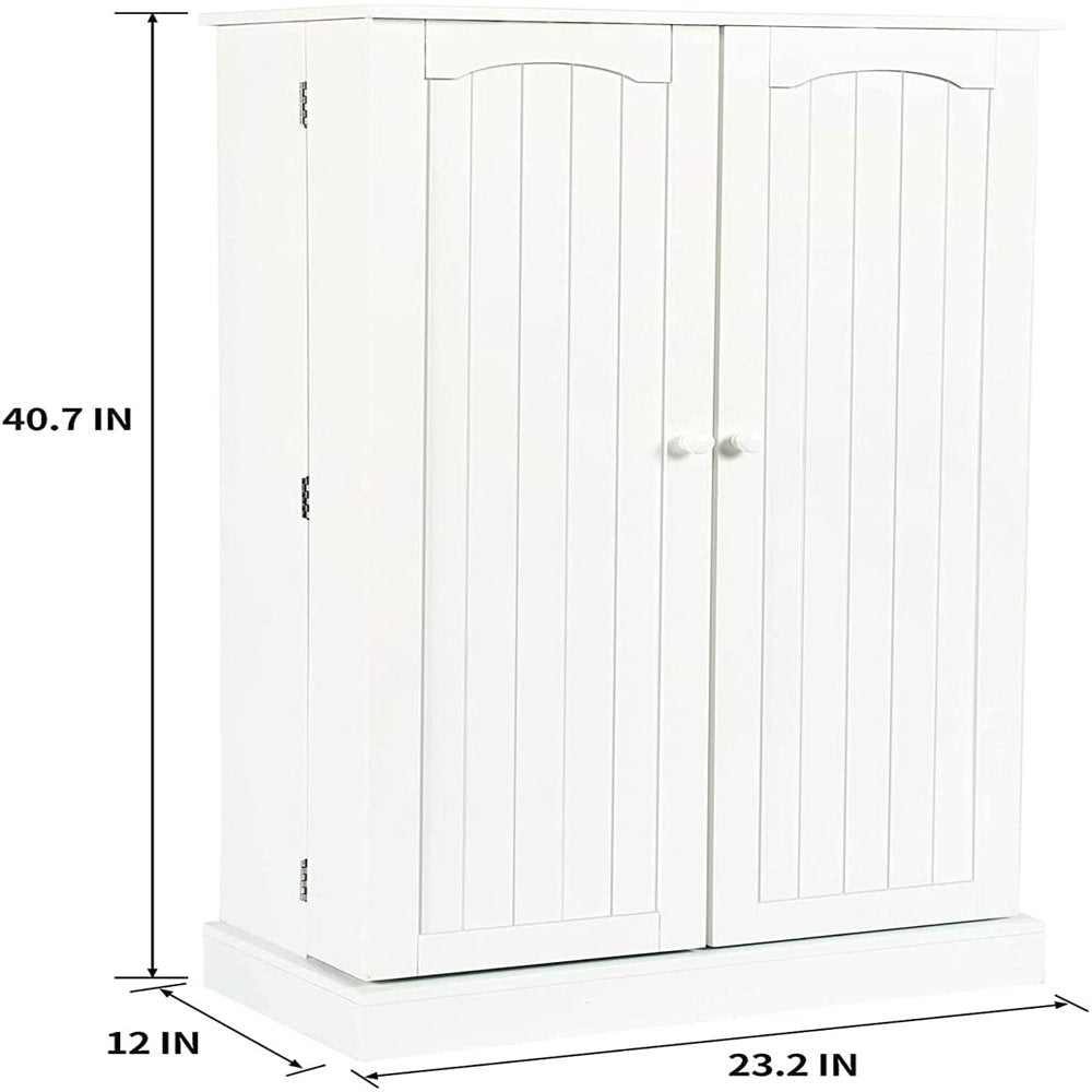 HOMEFORT 41" Kitchen Pantry, Farmhouse Pantry Cabinet, Storage Cabinet with Doors and Adjustable Shelves 41" H X 23.2" W X 12" D (White)