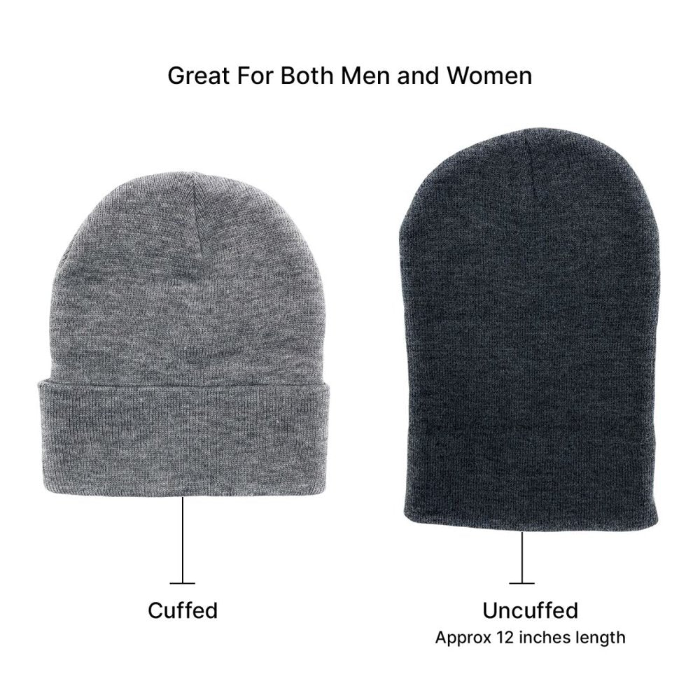 Empire Cove Cuffed Knit Beanie 3 Pack Set of Black Charcoal Heather Grey