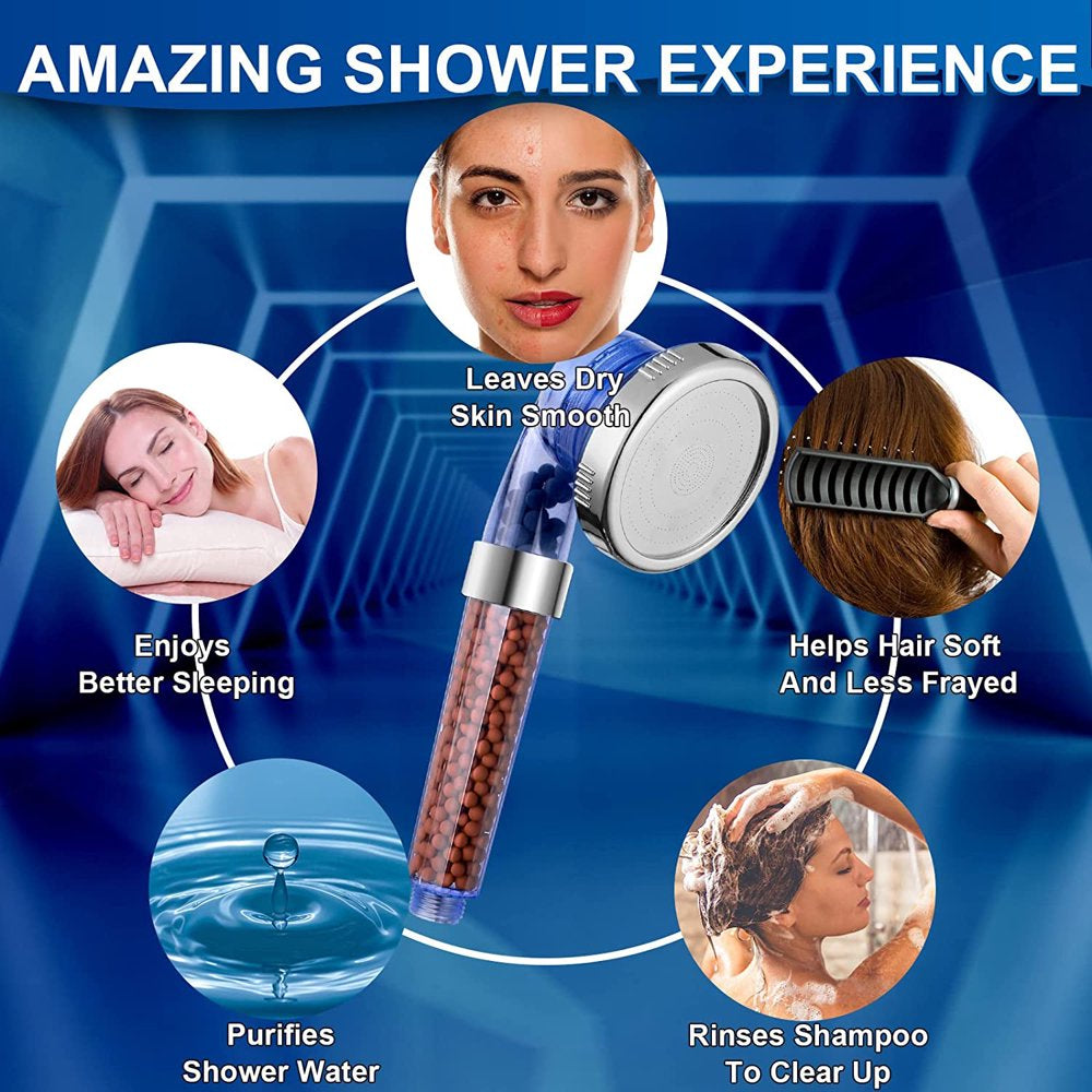 PHANCIR Shower Head with Handheld, High Pressure Rainfall Shower Heads with Filter Beads 3 Settings Handheld Spray, Eco Spa Shower Heads with Hose and Bracket