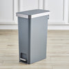 Better Homes & Gardens 10.5 Gallon Trash Can, Plastic Slim Step on Kitchen Trash Can, Gray