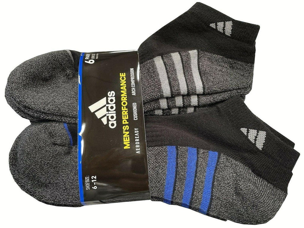 Adidas Men'S Low-Cut Performance Socks Size 6-12 Cushioned Athletic 6 Pairs Blac