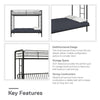 DHP Sammie Twin over Futon Metal Bunk Bed, Black