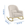 Modrn Glam Velvet Rocking Chair with Lumbar Pillow, Off-White/Satin Brass