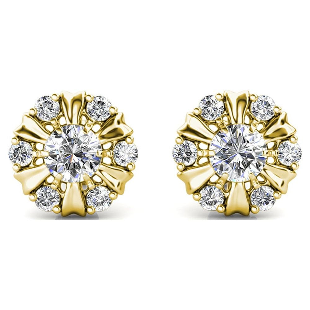 Cate & Chloe Millie 18K Yellow Gold Plated Earrings with Crystals | Stud Earrings for Women, Girls, Jewelry Gift for Her