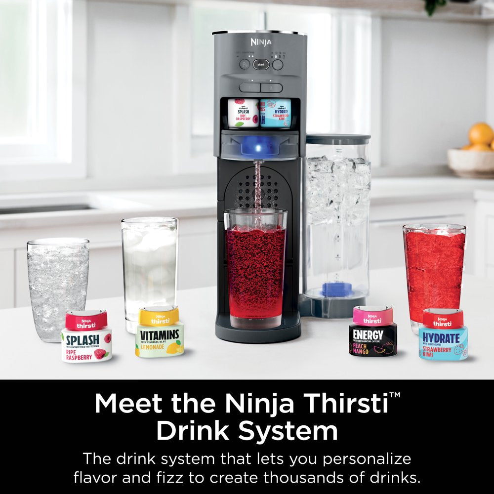 Ninja Thirsti Drink System Complete Still & Sparkling Customization Drink Kit with CO2 Canister, Flavors & 48Oz Reservoir, WC1000