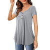 Amoretu Womens Short Sleeve Tunic Button up Tshirts Soft Blouses Tops (Grey, S)