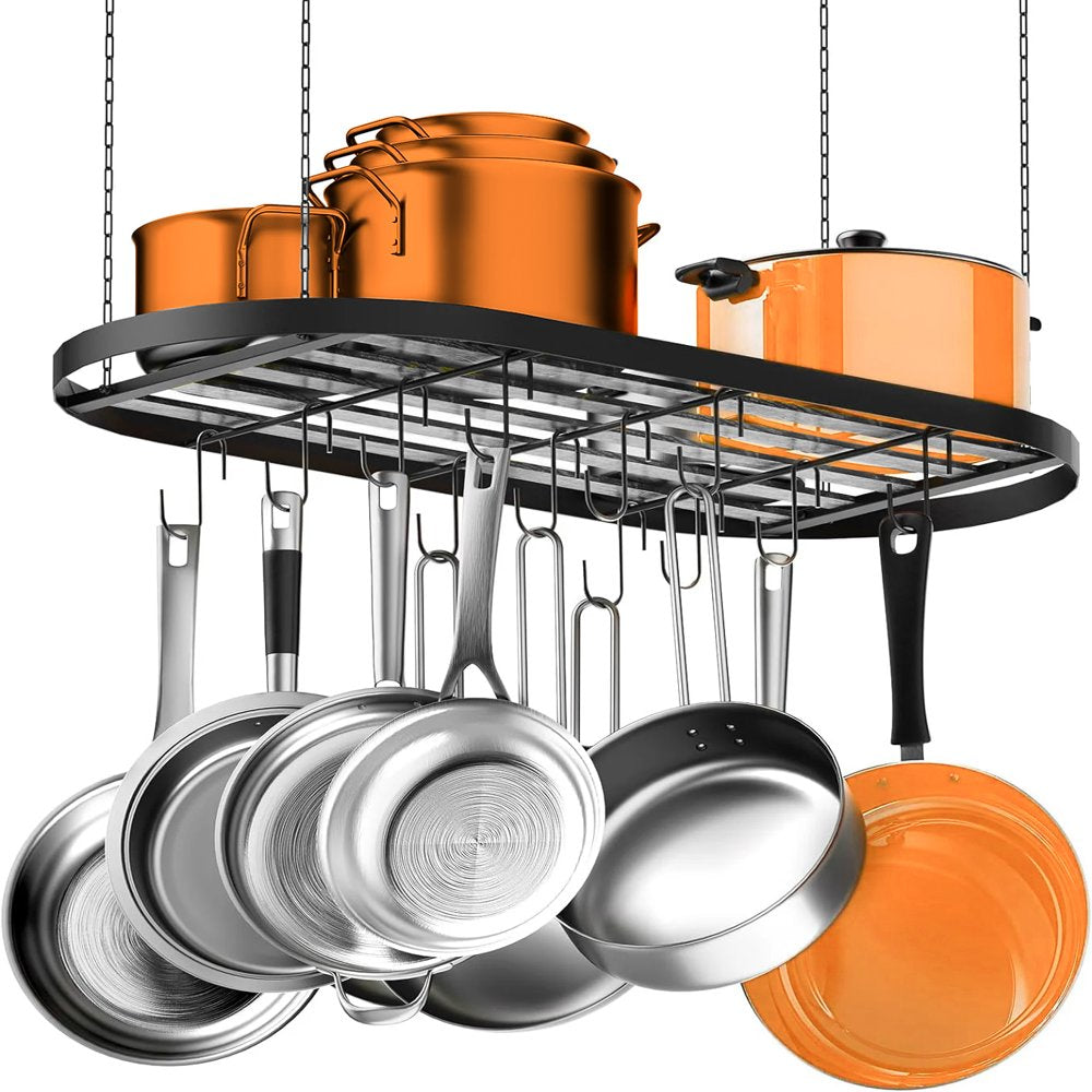 WERSEON Hanging Pot Rack, Pot Hanger Pots and Pans Organizer for Kitchen Ceiling, Heavy Duty Cooking Hanger with 12 Hooks