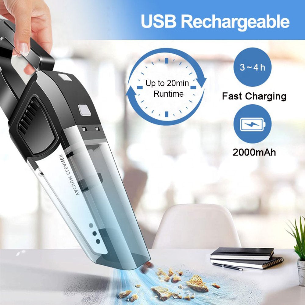 Doosl Handheld Vacuum Cleaner, 120W Cordless Portable Hand Vacuum for Car, Home, Wet or Dry Use, Black