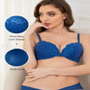 Deyllo Women'S Sexy Lace Push up Padded Plunge Add Cups Underwire Lift up Bra, Royal Blue 34B