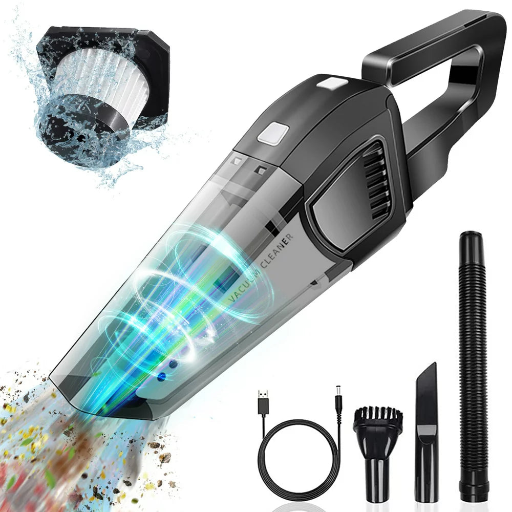 Doosl Handheld Vacuum Cleaner, 120W Cordless Portable Hand Vacuum for Car, Home, Wet or Dry Use, Black