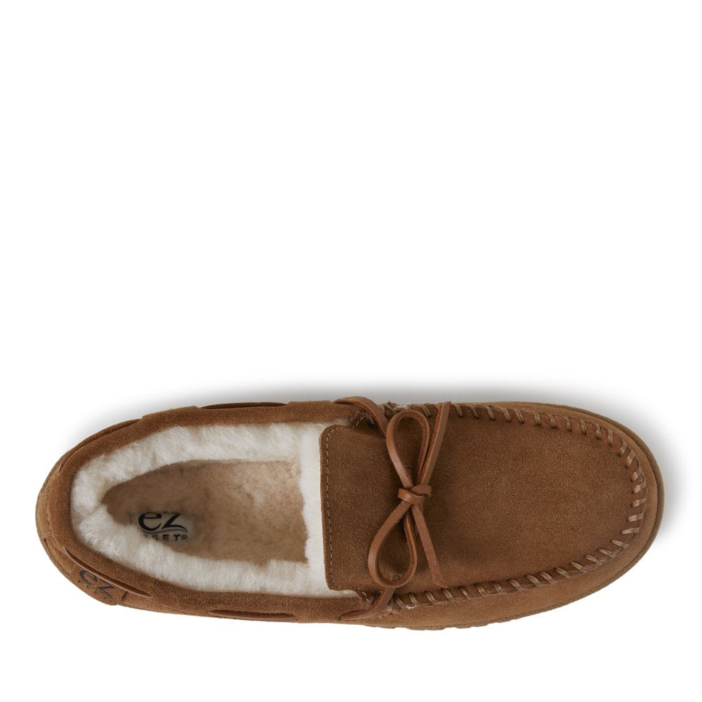 EZ Feet by Dearfoams Genuine Suede and Shearling Wool Moccasin