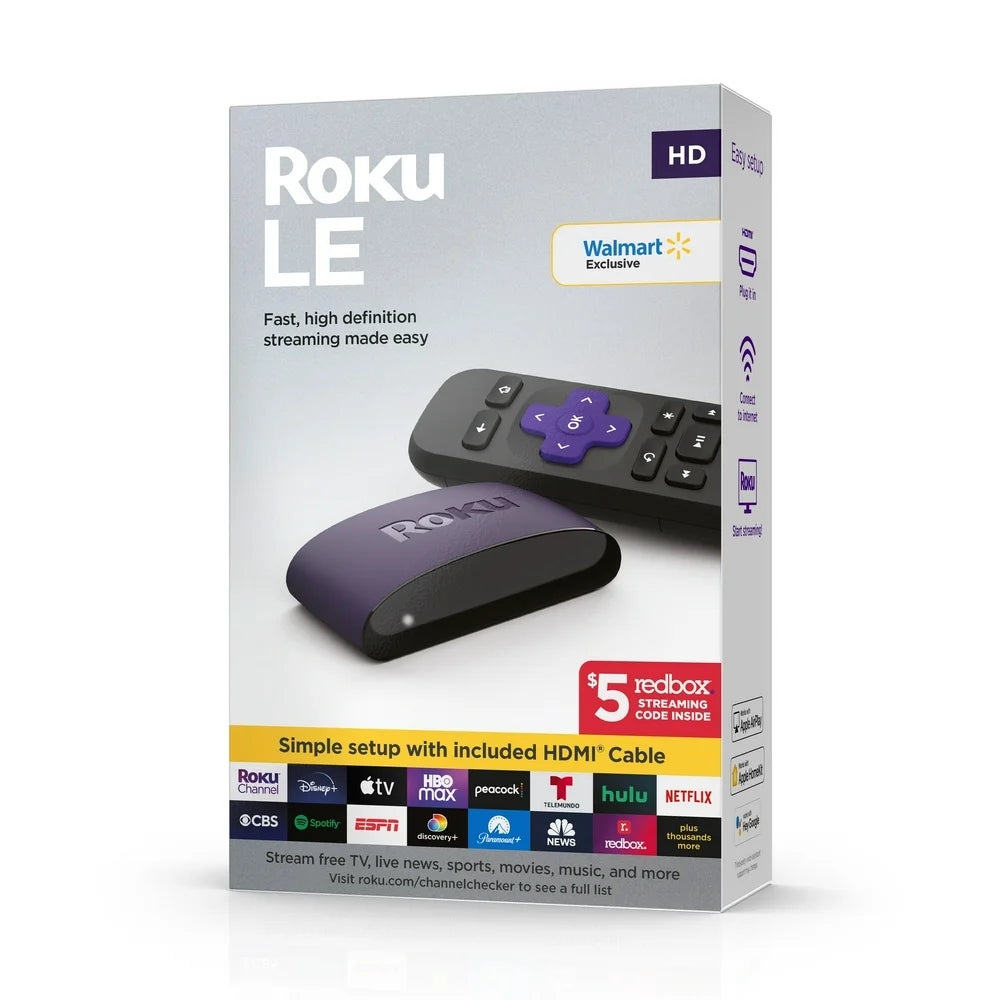 Roku LE HD Streaming Media Player Wi-Fi® Enabled with High Speed HDMI ® Cable and Simple Remote