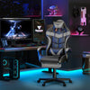 Soontrans Gaming Chair with Footrest and Ergonomic Massage Lumbar Pillow PU Leather Office Chair, Gray