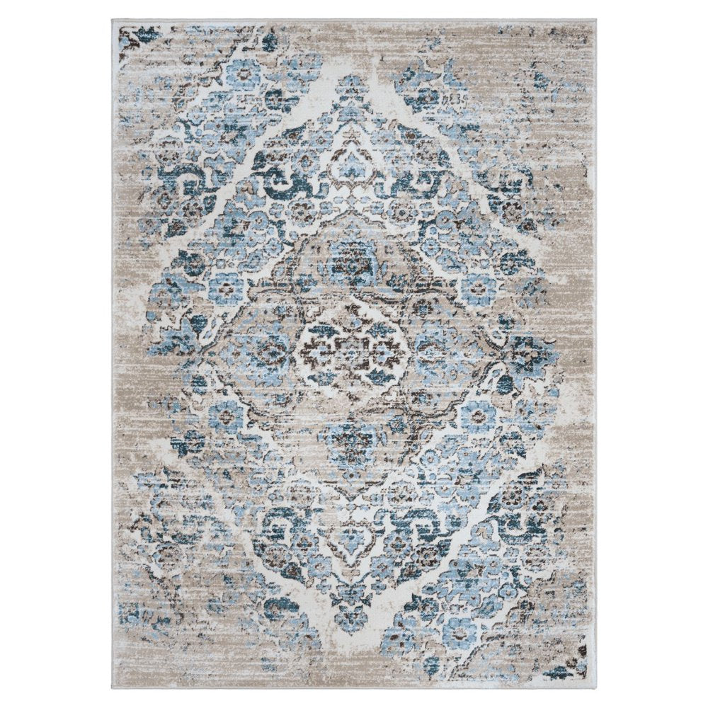 Luxe Weavers Victoria 4620 Distressed Floral Area Rug Carpet, Cream / Size 8X10