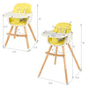 Babyjoy 3 in 1 Convertible Wooden High Chair Baby Toddler W/ Cushion Yellow