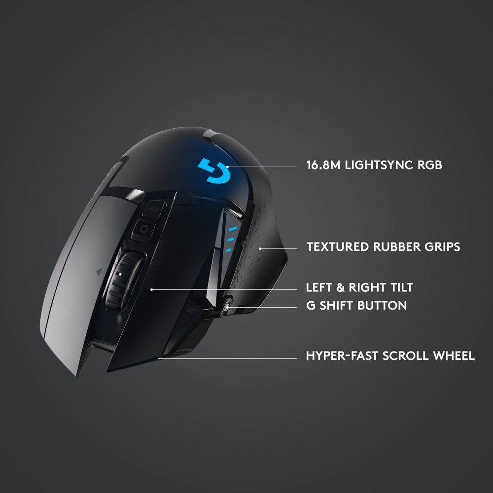 Logitech G502 LIGHTSPEED Wireless Gaming Mouse, HERO 25K Sensor, 25,600  DPI, RGB, Adjustable Weights, 11 Programmable Buttons, Long Battery Life,  On-Board Memory, PC / Mac : : Video Games