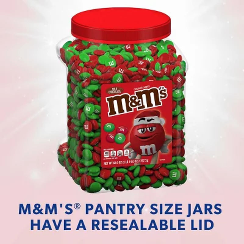 M&M'S Holiday Milk Chocolate Christmas Candy, Resealable Jar (62 Oz.)