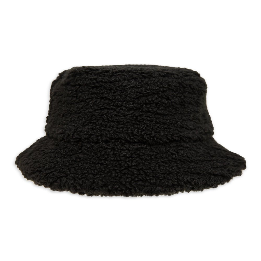 Time and Tru Teddy Sherpa Bucket Hat Black Color One Size