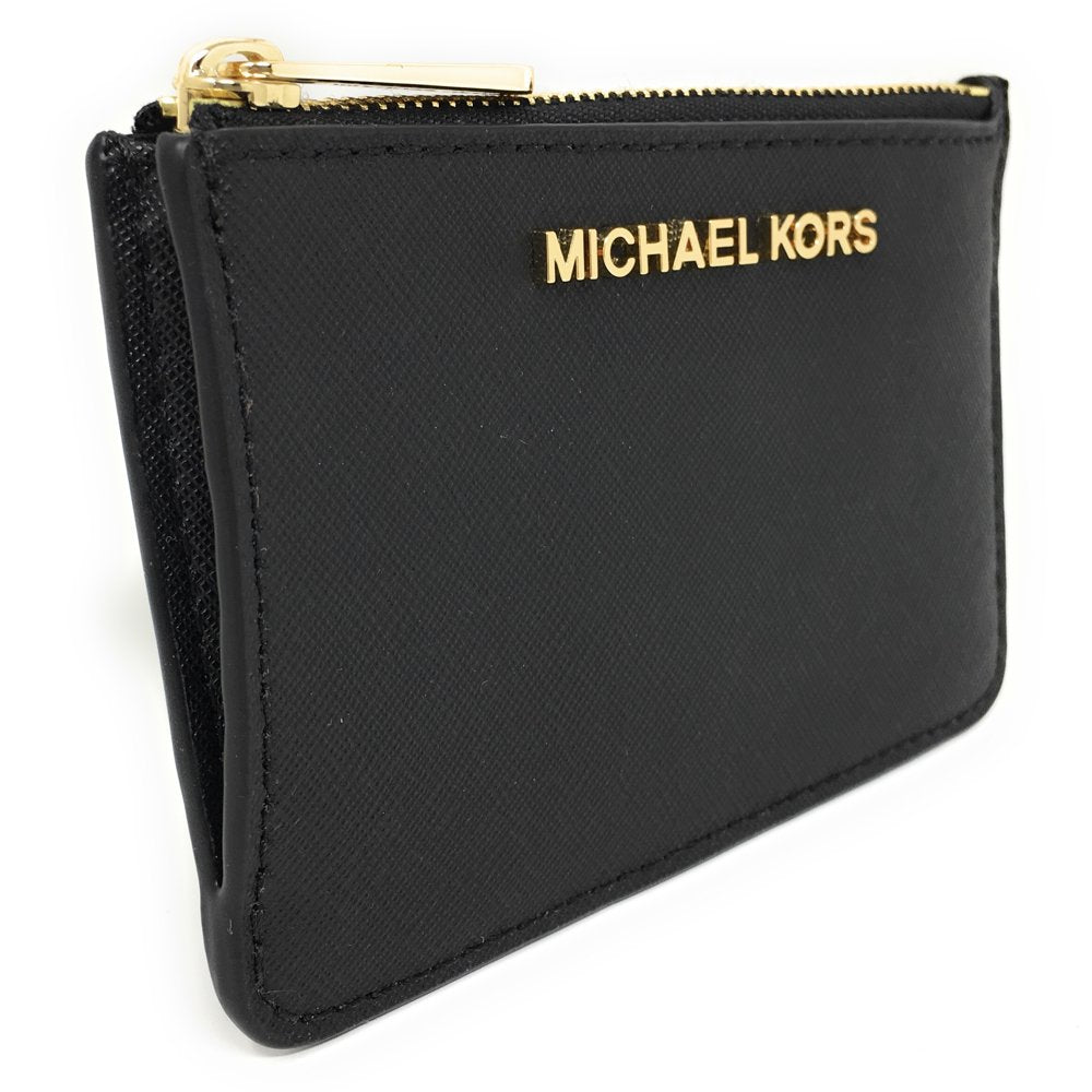 Michael Kors Jet Set Travel Small Top Zip Leather Coin Pouch / Wallet - Black