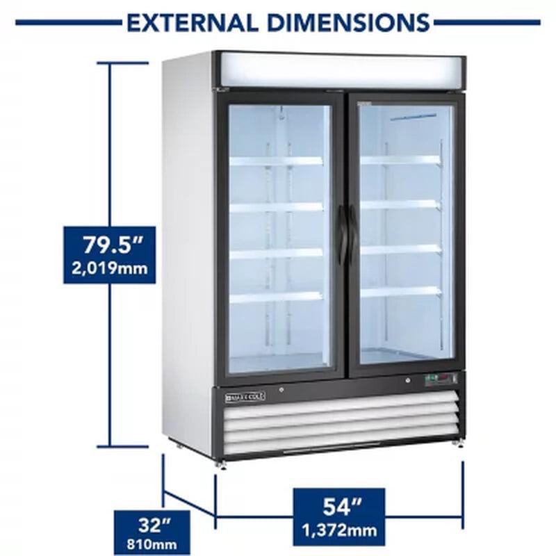 Maxx Cold 48 Cu Ft., 2-Door Glass Merchandiser Refrigerator, White Cabinet