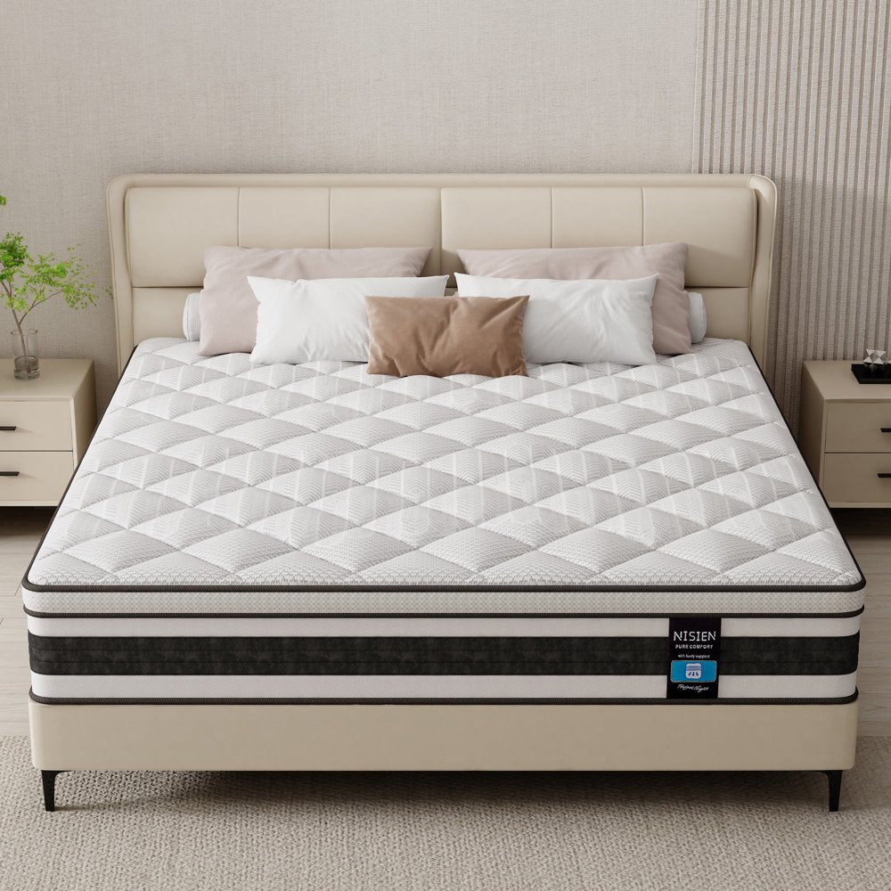 Queen Size Mattress, Nisien 10 Inch Gel Memory Foam Hybrid Queen Mattress in a Box,Euro Top Bed Mattress for Cooler Sleep,100-Night Free Trial